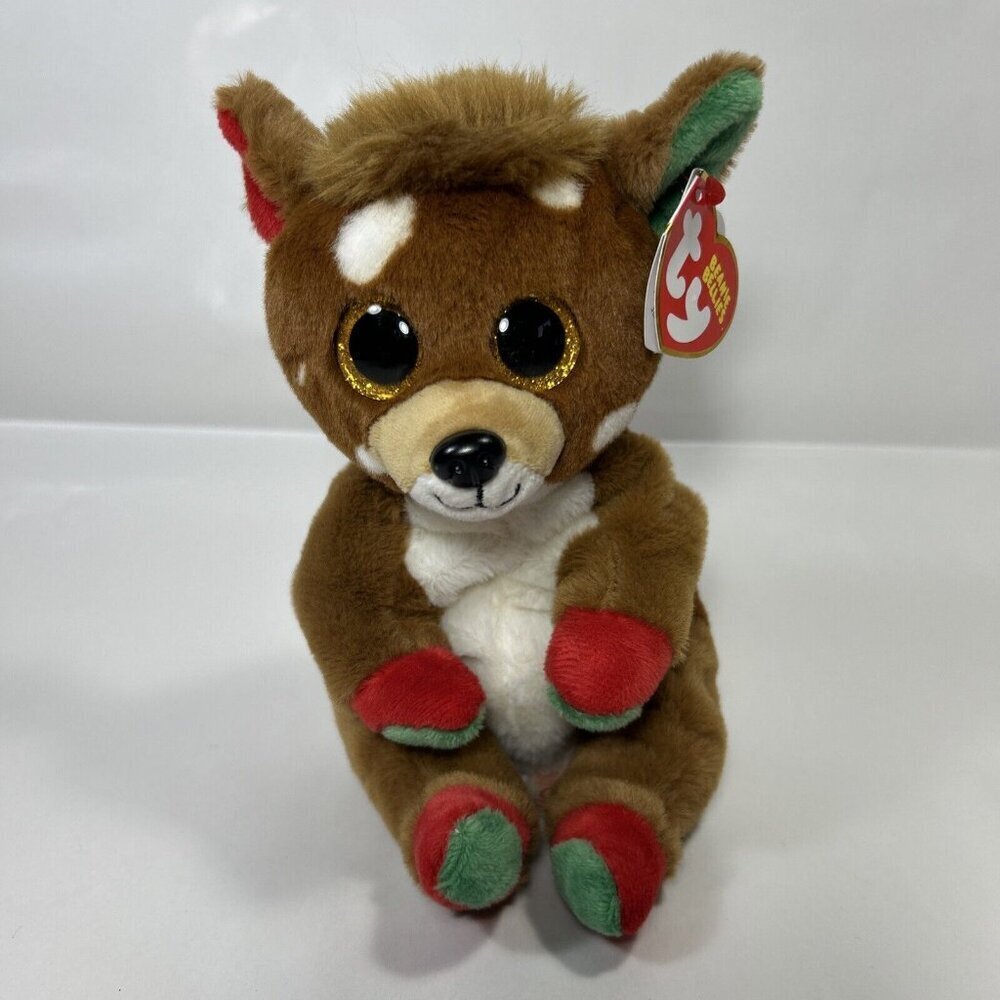 Ty Beanie Baby Bellies - JUNO the Christmas Reindeer (6 Inch) Plush Toy F2